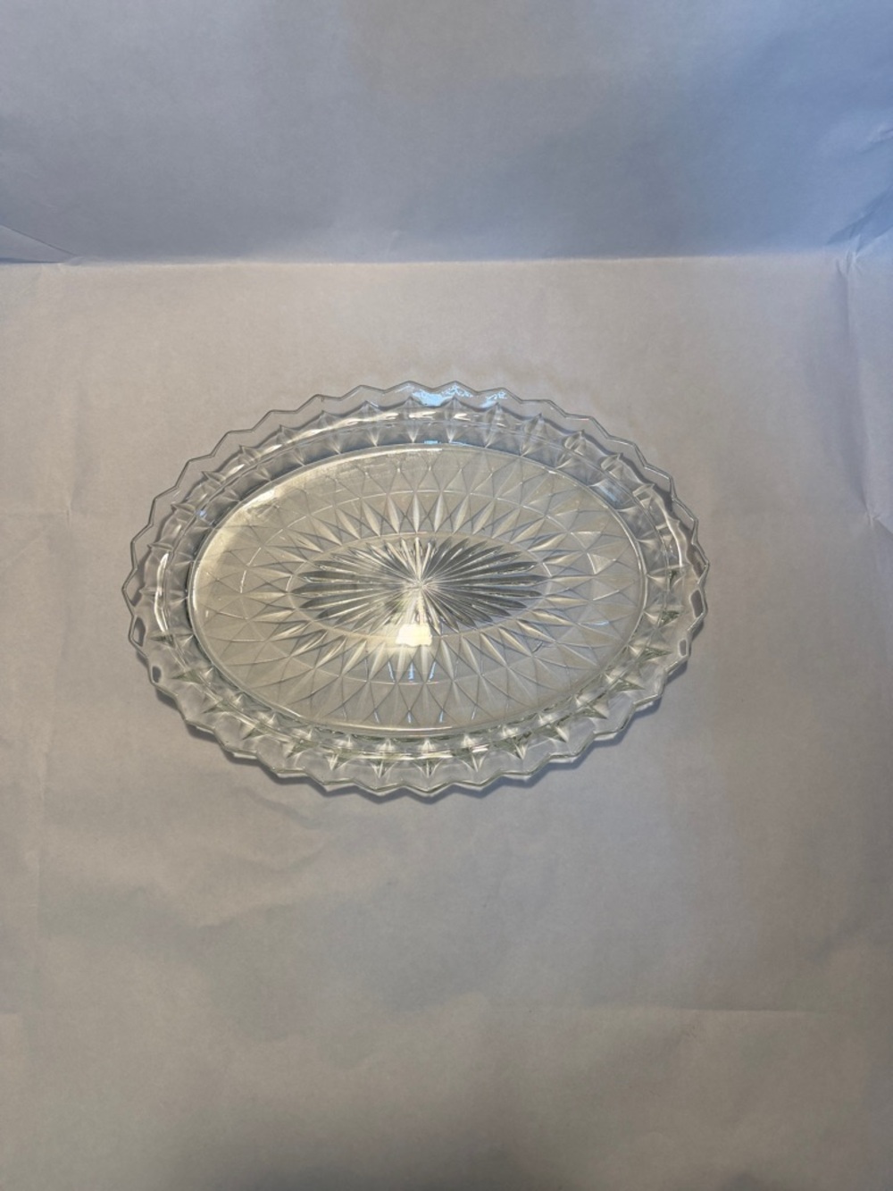 Vintage Cut Glass Serving Platter - Clear Crystal Look